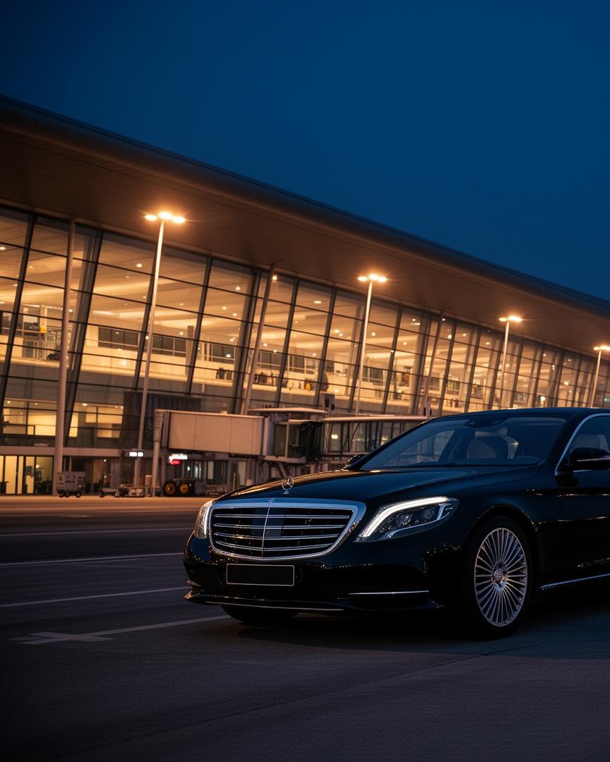 Luxury sedan at airport